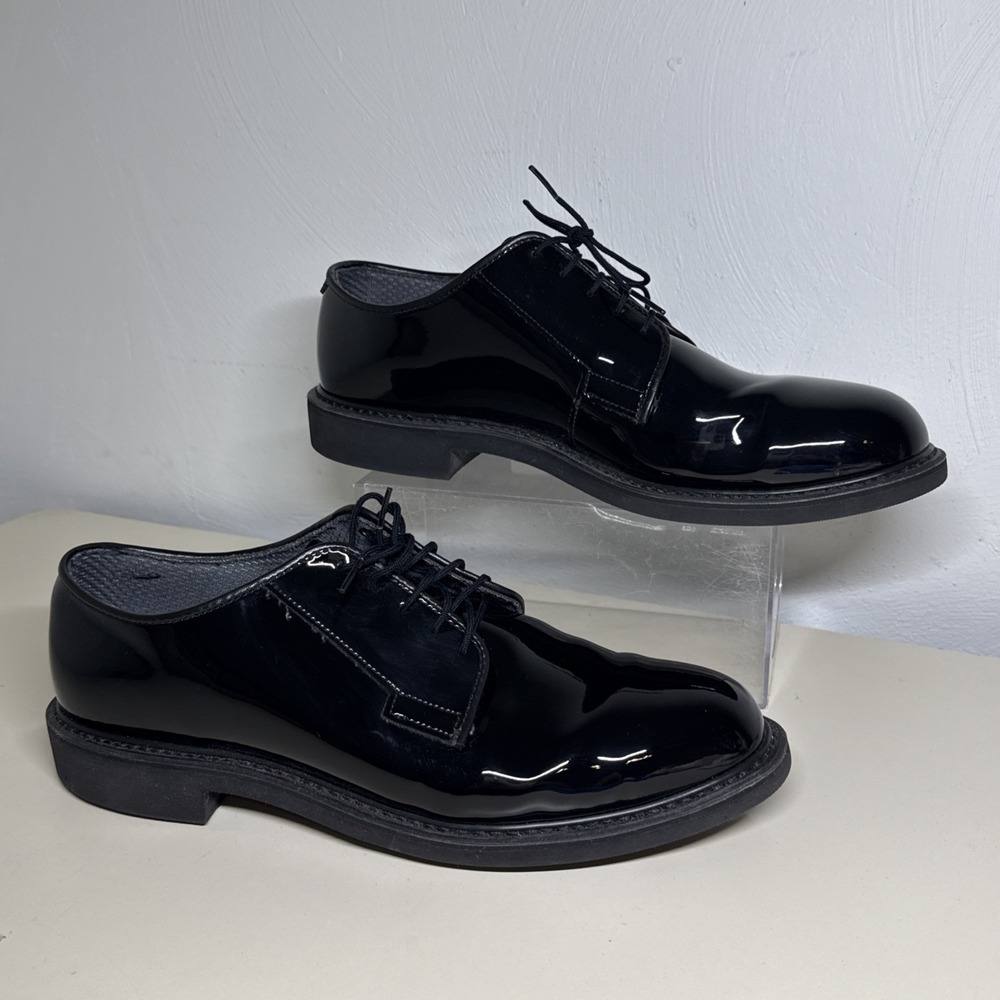 Bates Lites Shoes Mens Sz 11 D Black Patent Leather Lace Up Uniform Formal